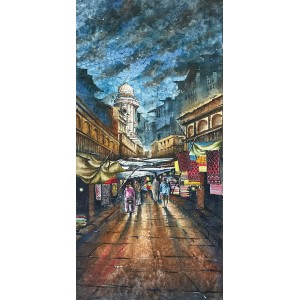 Aisha Khan, 10 x 24 Inch, Watercolor on Paper, Cityscape Painting, AC-AHK-012